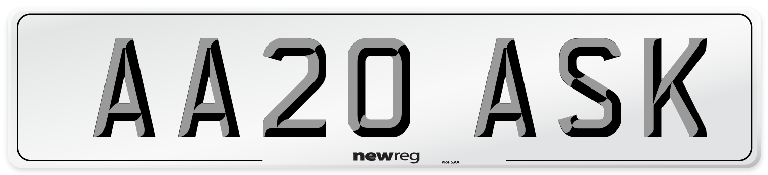 AA20 ASK Number Plate from New Reg